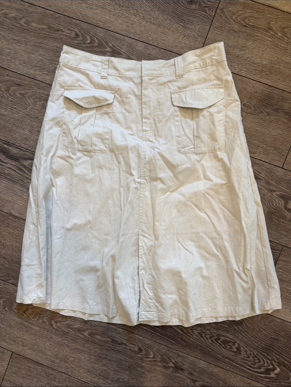 Who What Wear Cream A-Line Skirt with Flap Pockets SZ 16 Linen Blend